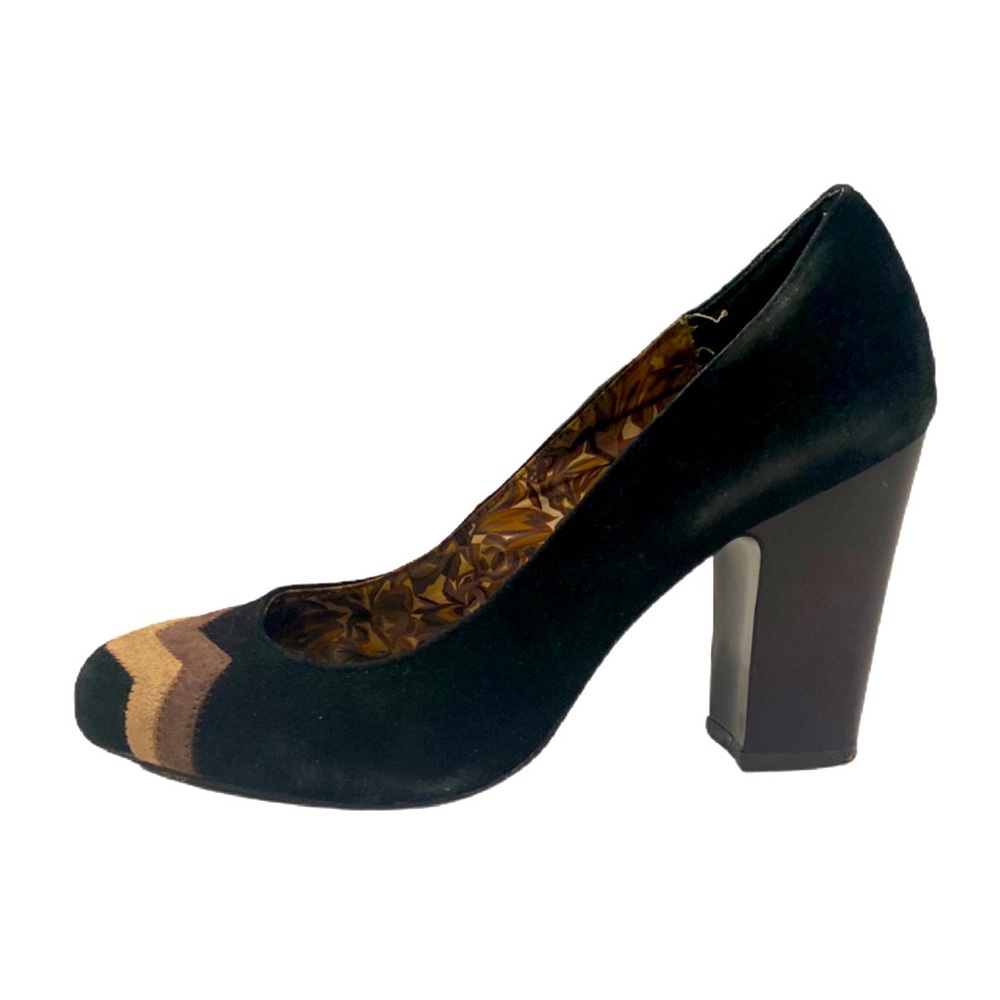 MISSONI For Target Womens Suede Pump Zig-Zag Black Brown Tan Size 7.5 Heels